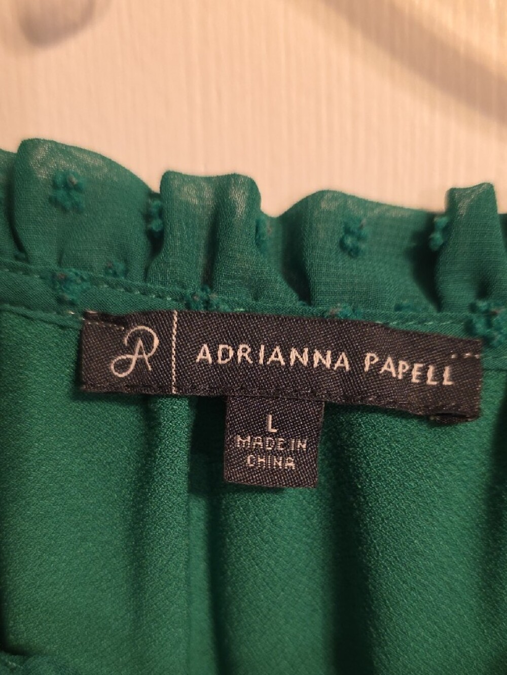 Adrianna Papell Green Ruffle Sleeve Tie-Neck Blouse - Picture 2 of 7